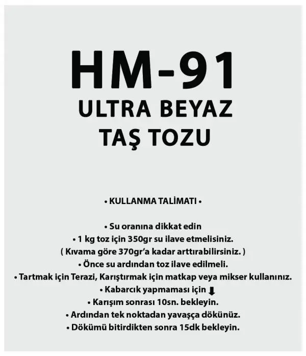 HM-91 Ultra Beyaz Taş Tozu 5kg.